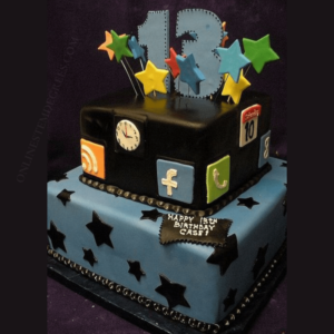 13th birthday cake for social media theme party