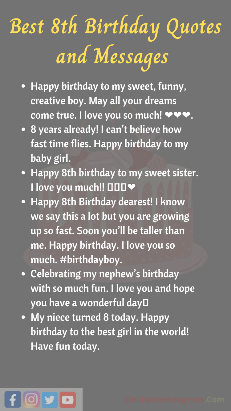 Best 8th Birthday Quotes and Messages