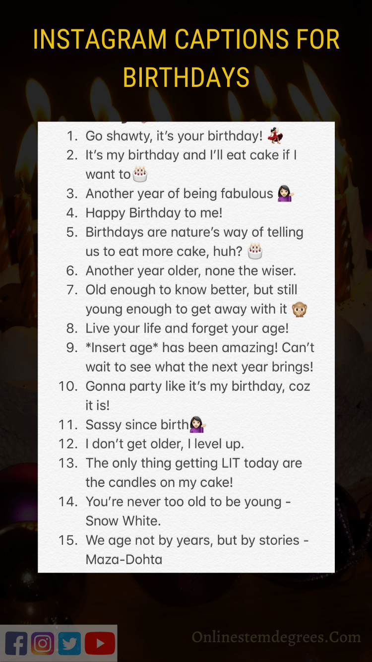 instagram captions for birthday